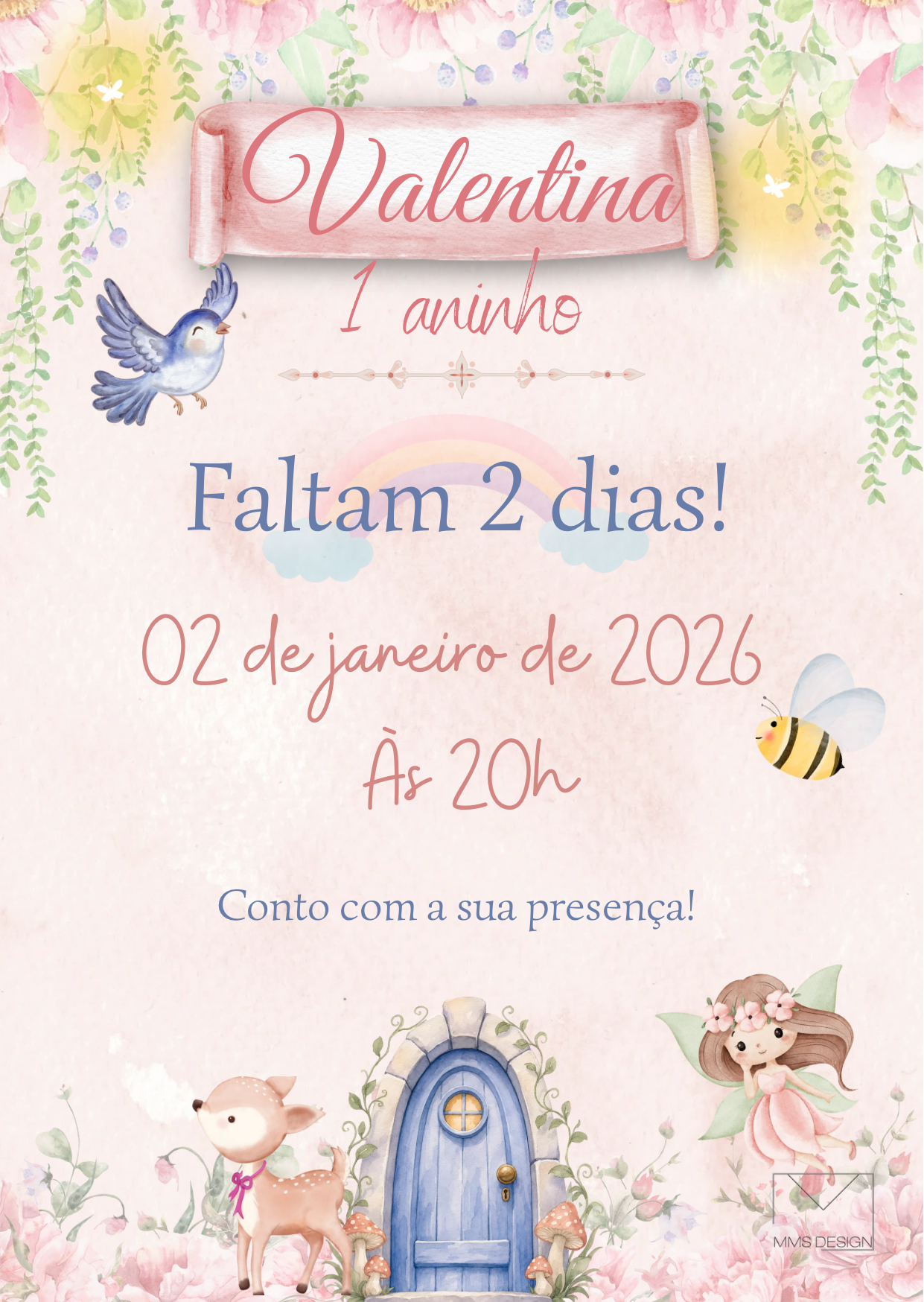 Lembrete Festa Infantil Jardim Encantado