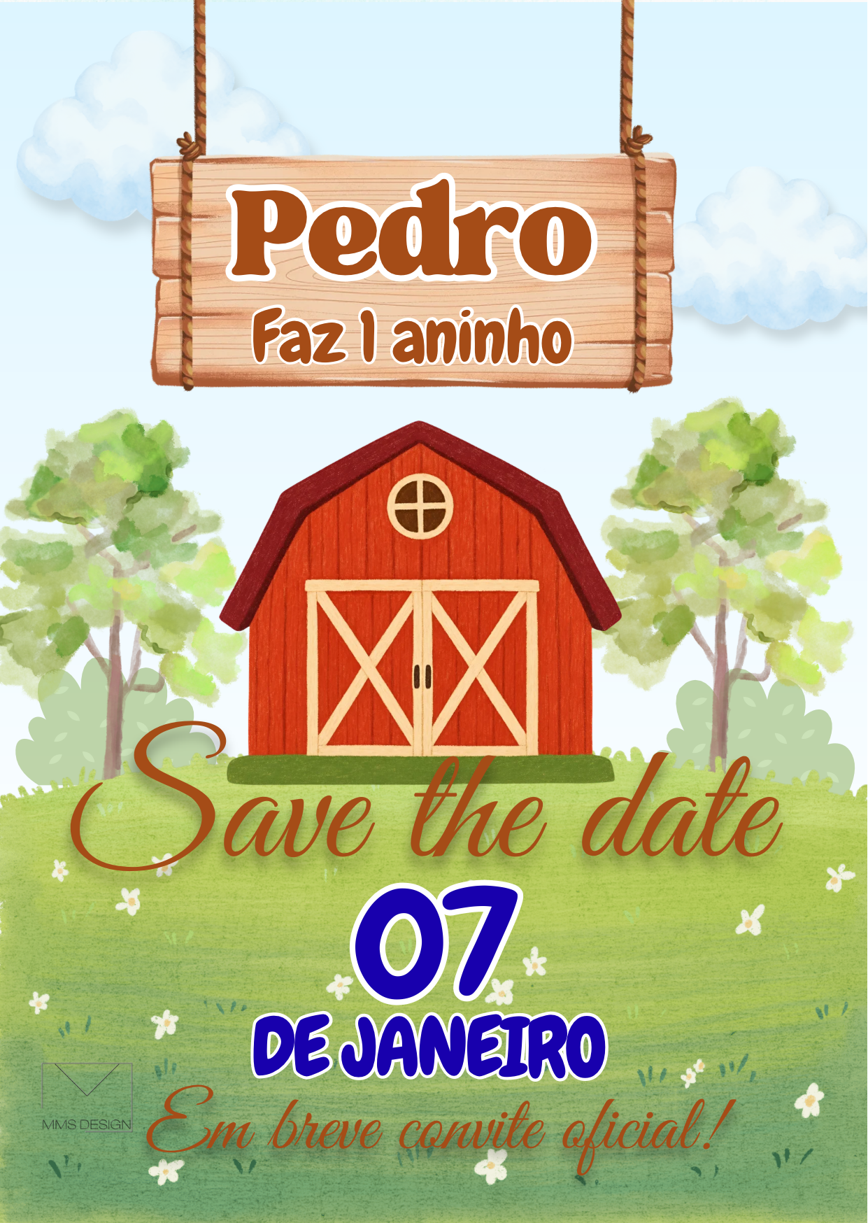 Save The Date Infantil Fazendinha