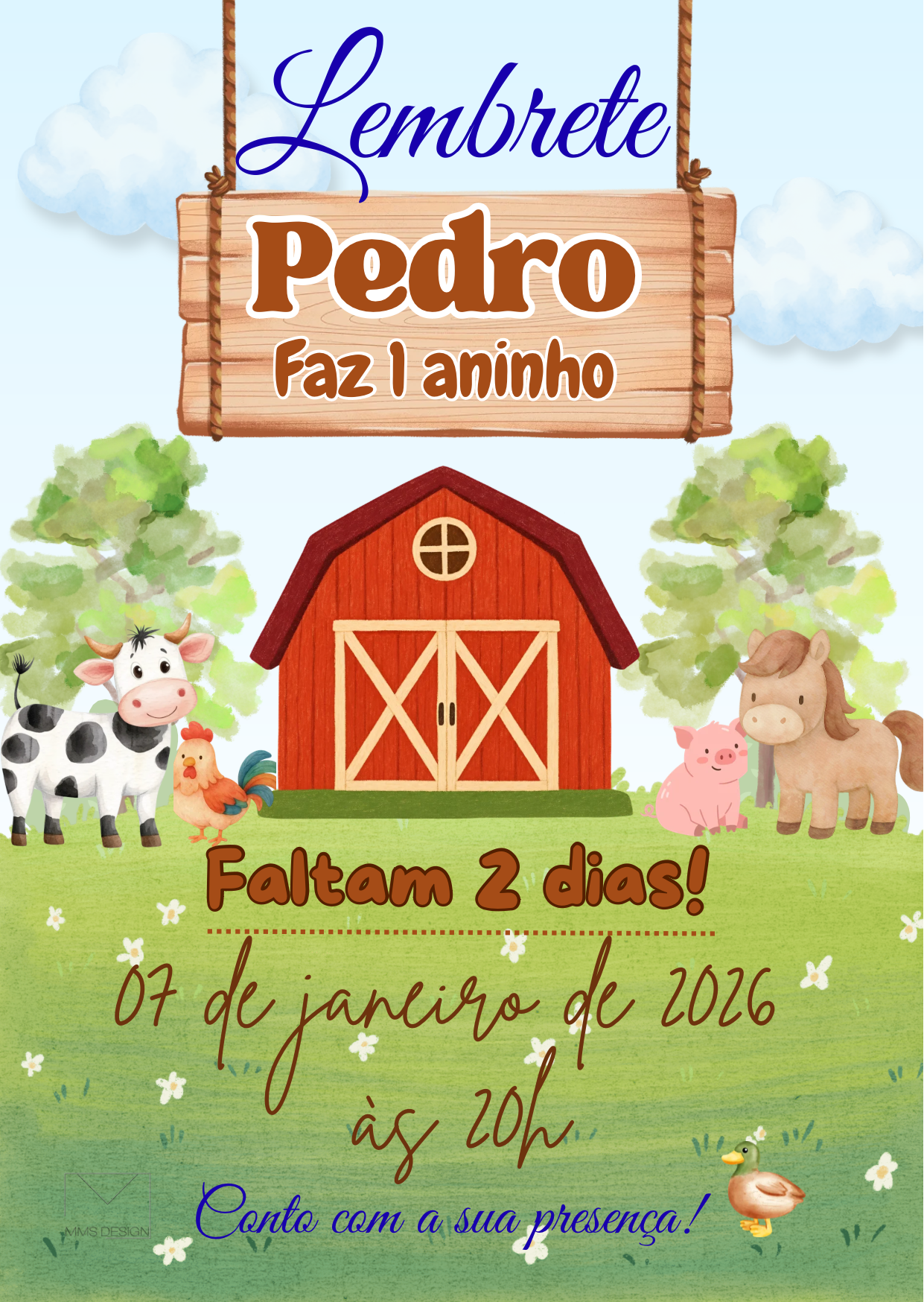 Lembrete Festa Infantil Fazendinha