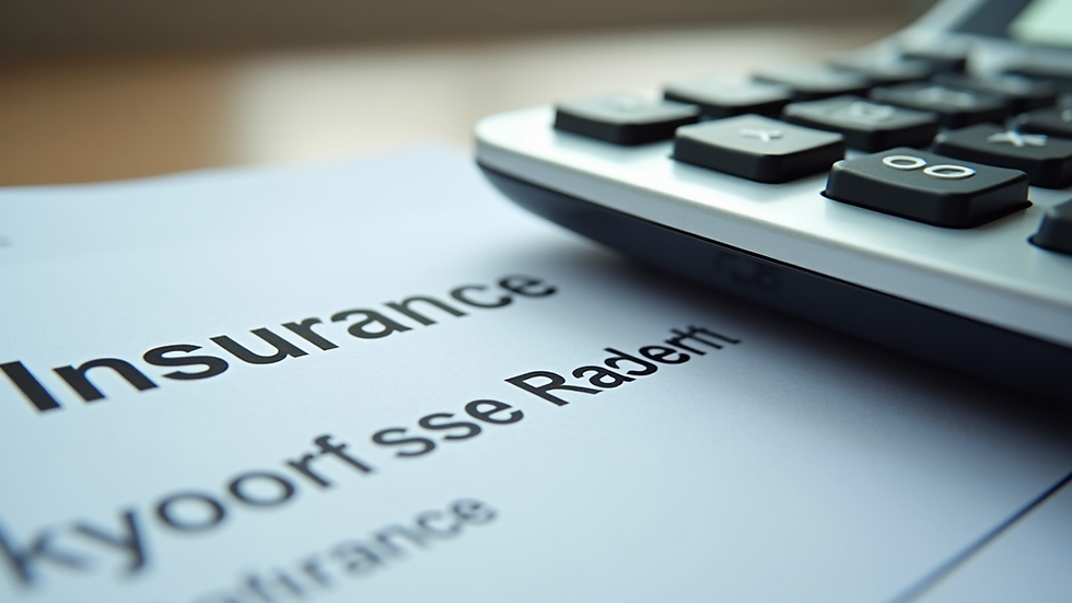 Close-up view of a calculator and insurance documents