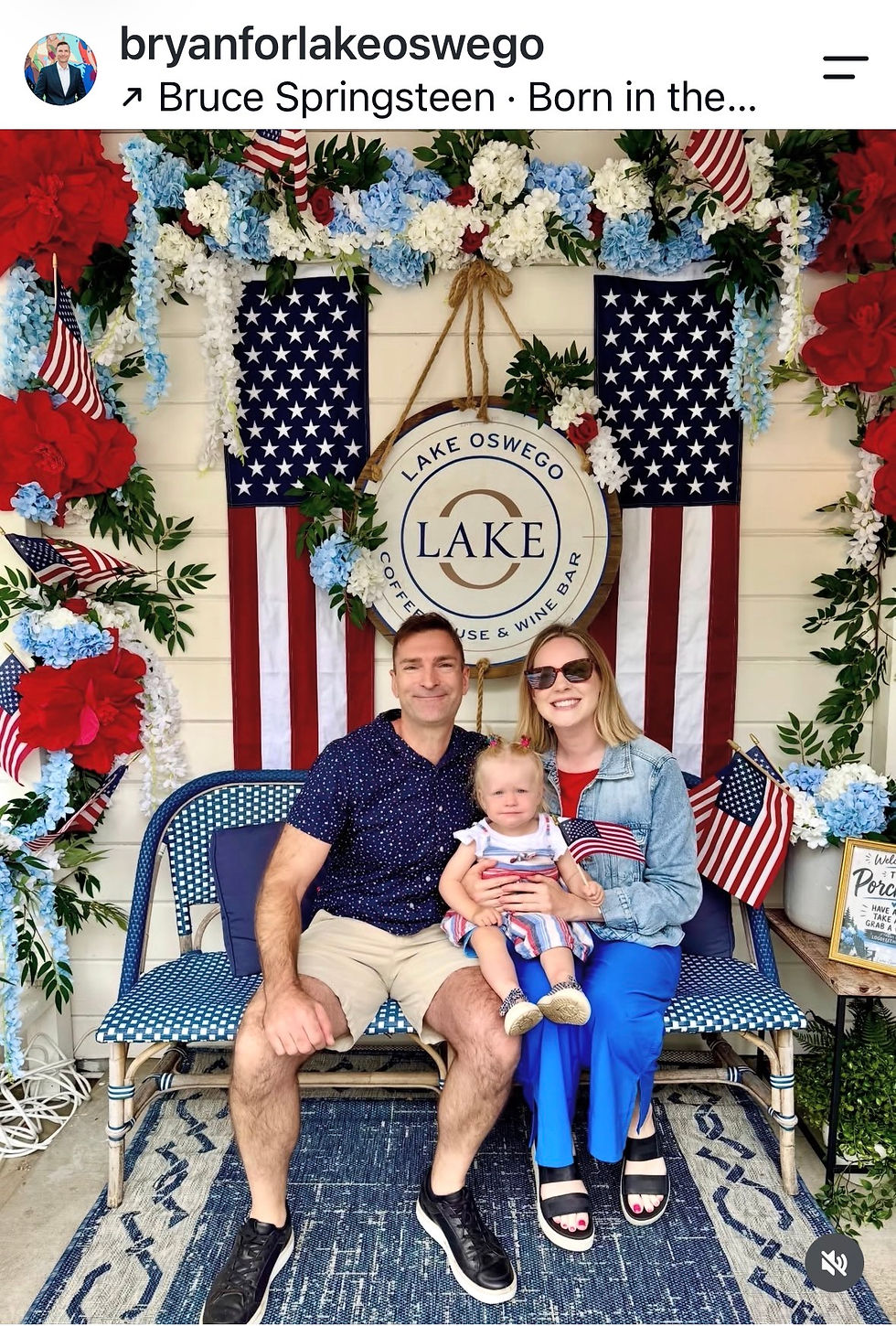 Bryan with his wife Christina and their daughter on the best day of the year in LO:  the 4th of July!