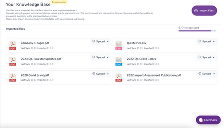 Introducing GrantAI's knowledge base: Crafting personalized grant proposals through richer context