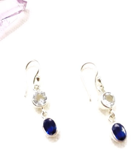 kyanite and white topaz earrings