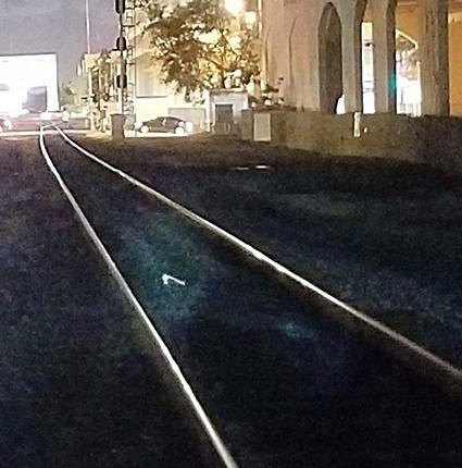 Strange Green Light on RR tracks