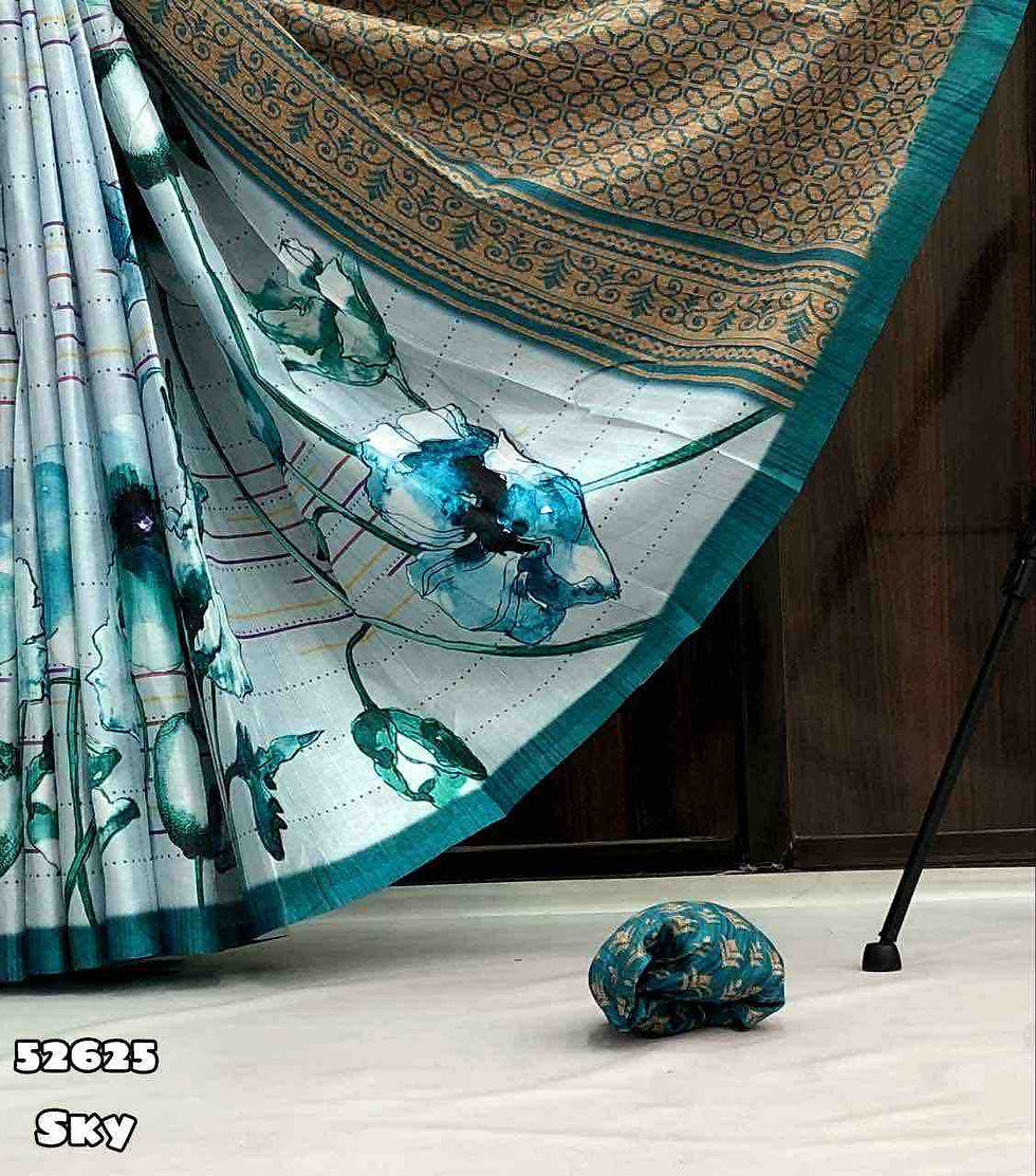 Thumbnail: Tussar Silk Floral Digital Printed Saree