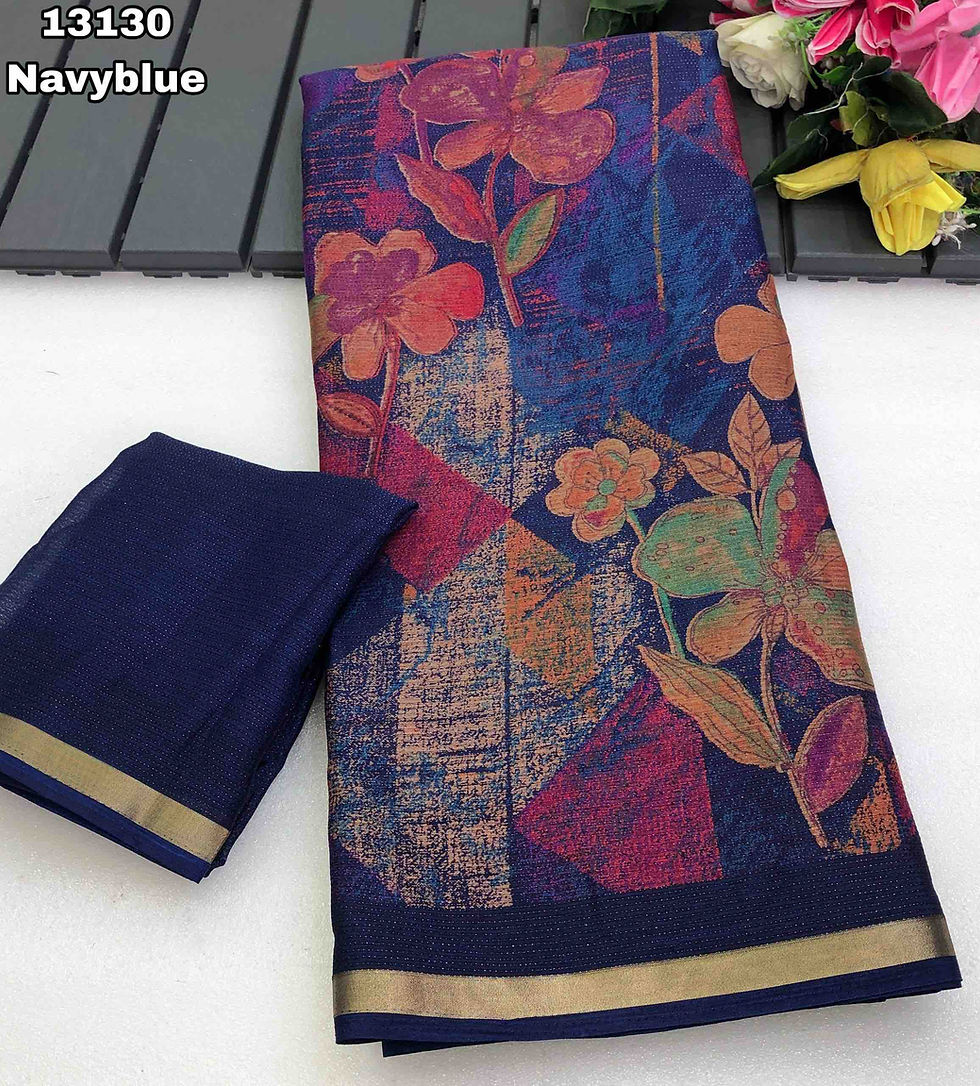 Thumbnail: Shimmer Floral Digital Printed SAREE