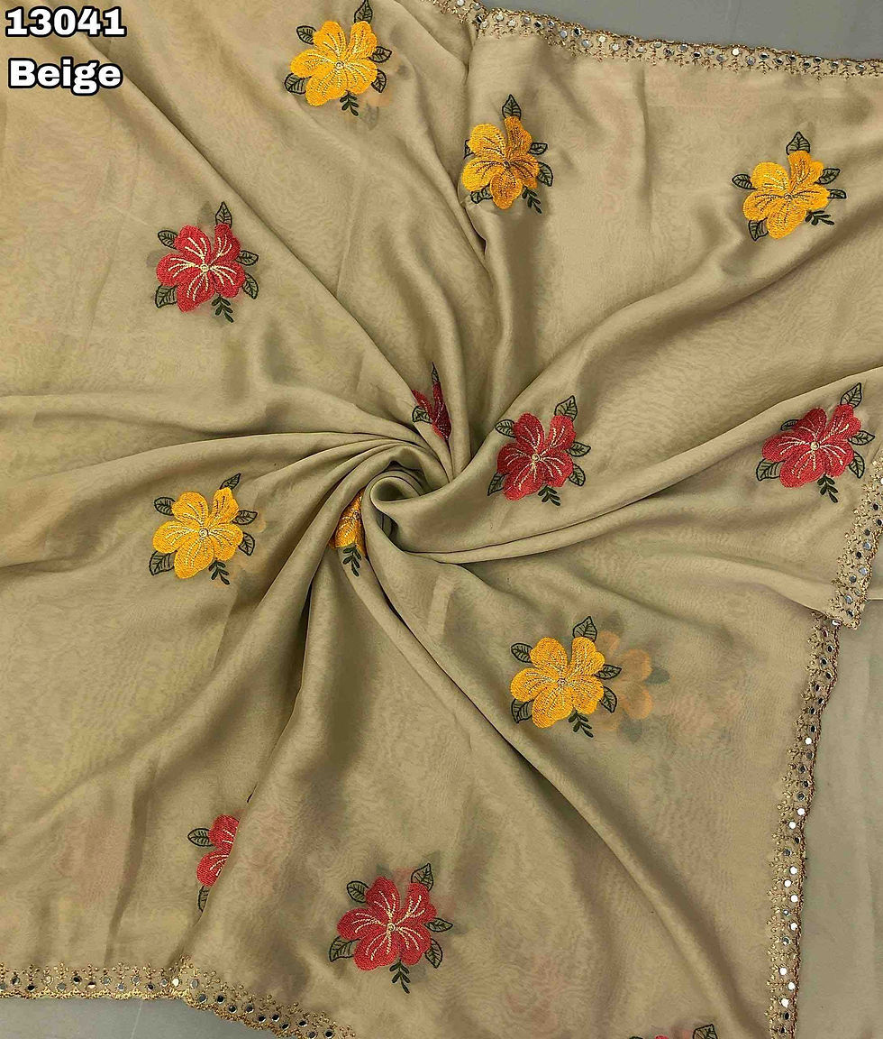 Thumbnail: Chiffon Floral Embroidery Saree