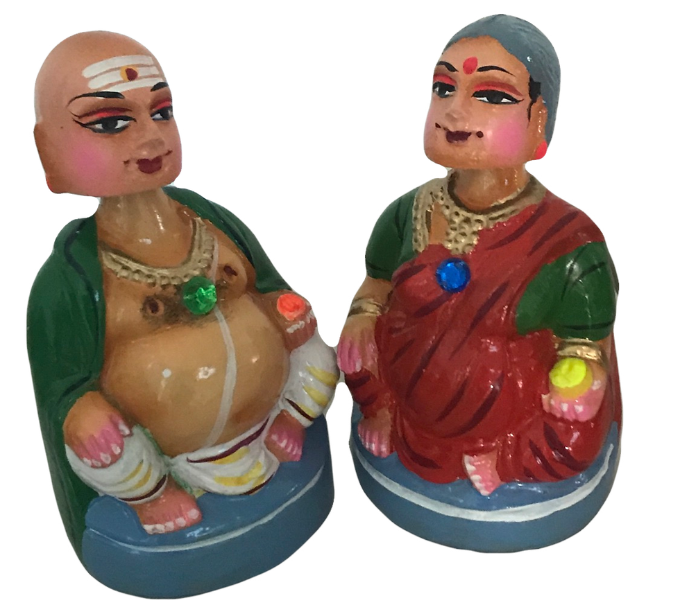 Thumbnail: 5" Chettiyar and Jodi (Dancing Head) Paper Mache