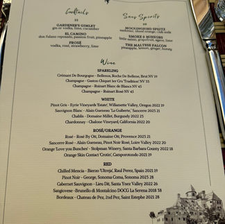 Chateau Marmont Bar Menu during brunch in November 2024