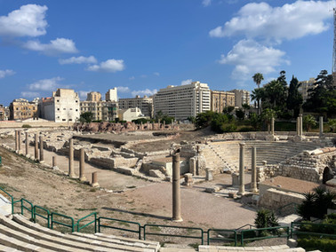 Roman amphitheater in Alexandria during our private tour in Egypt