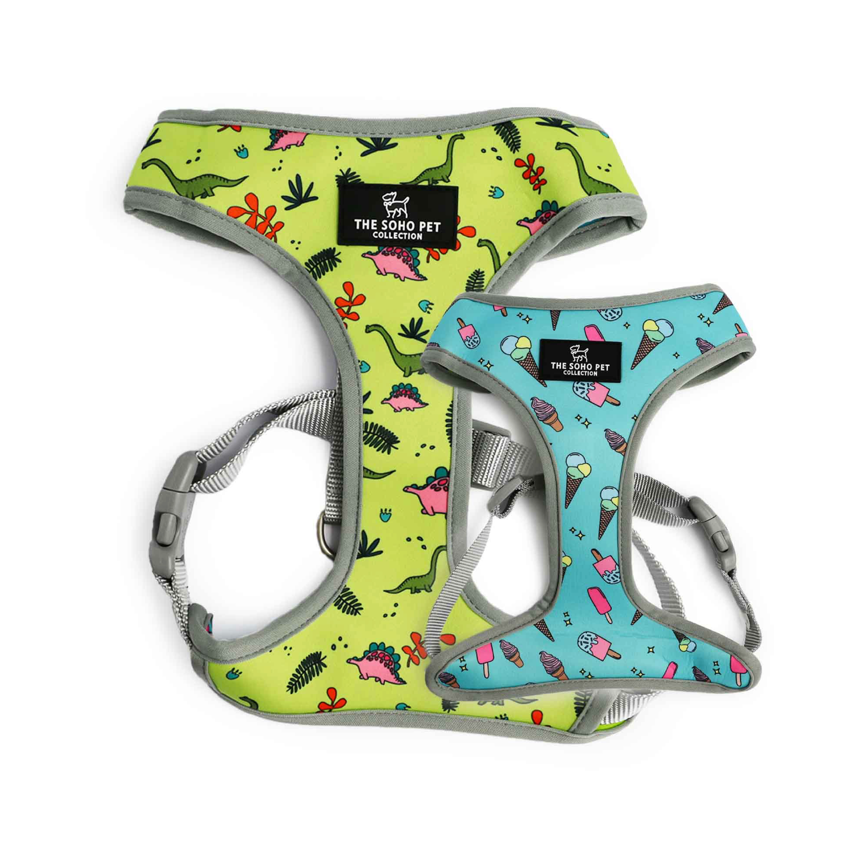 SOHO DINO & ICE CREAM REVERSIBLE DOG HARNESS