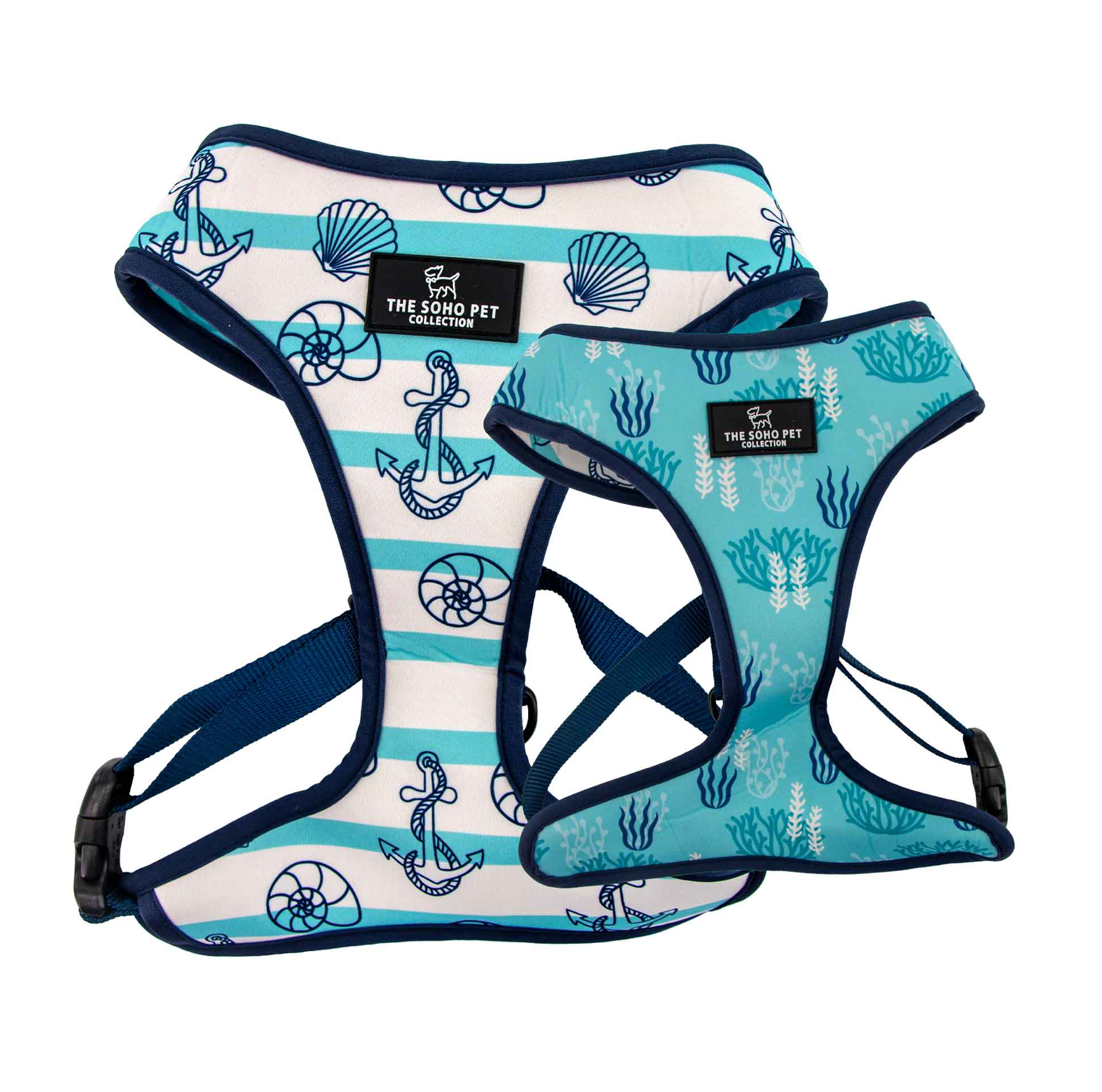 SOHO NAUTICAL & CORAL REVERSIBLE DOG HARNESS