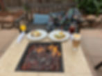 Breakfast by the fire pit outside