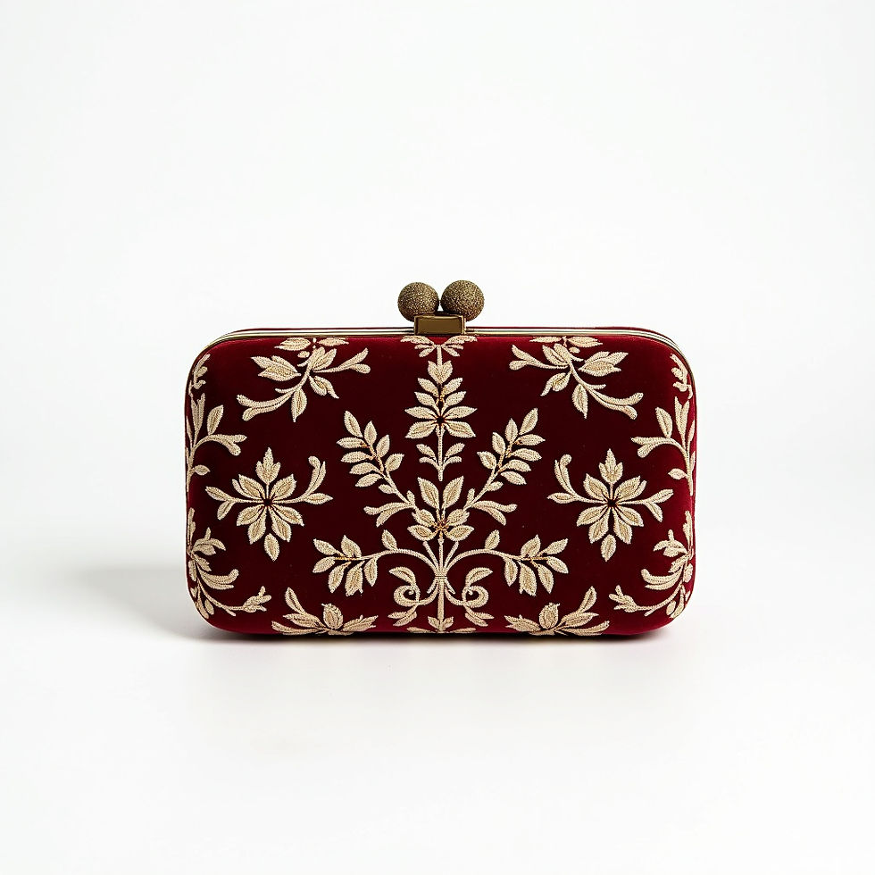 Embroidered Velvet Clutch