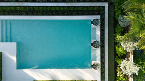 Aerial of pool and water bowls