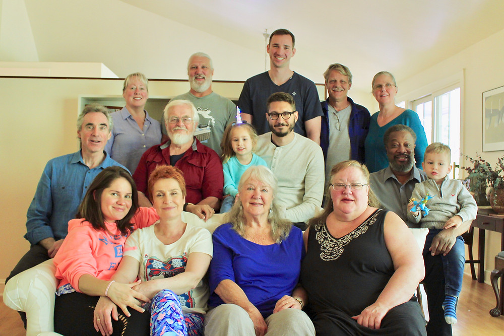 Image of the author with her family