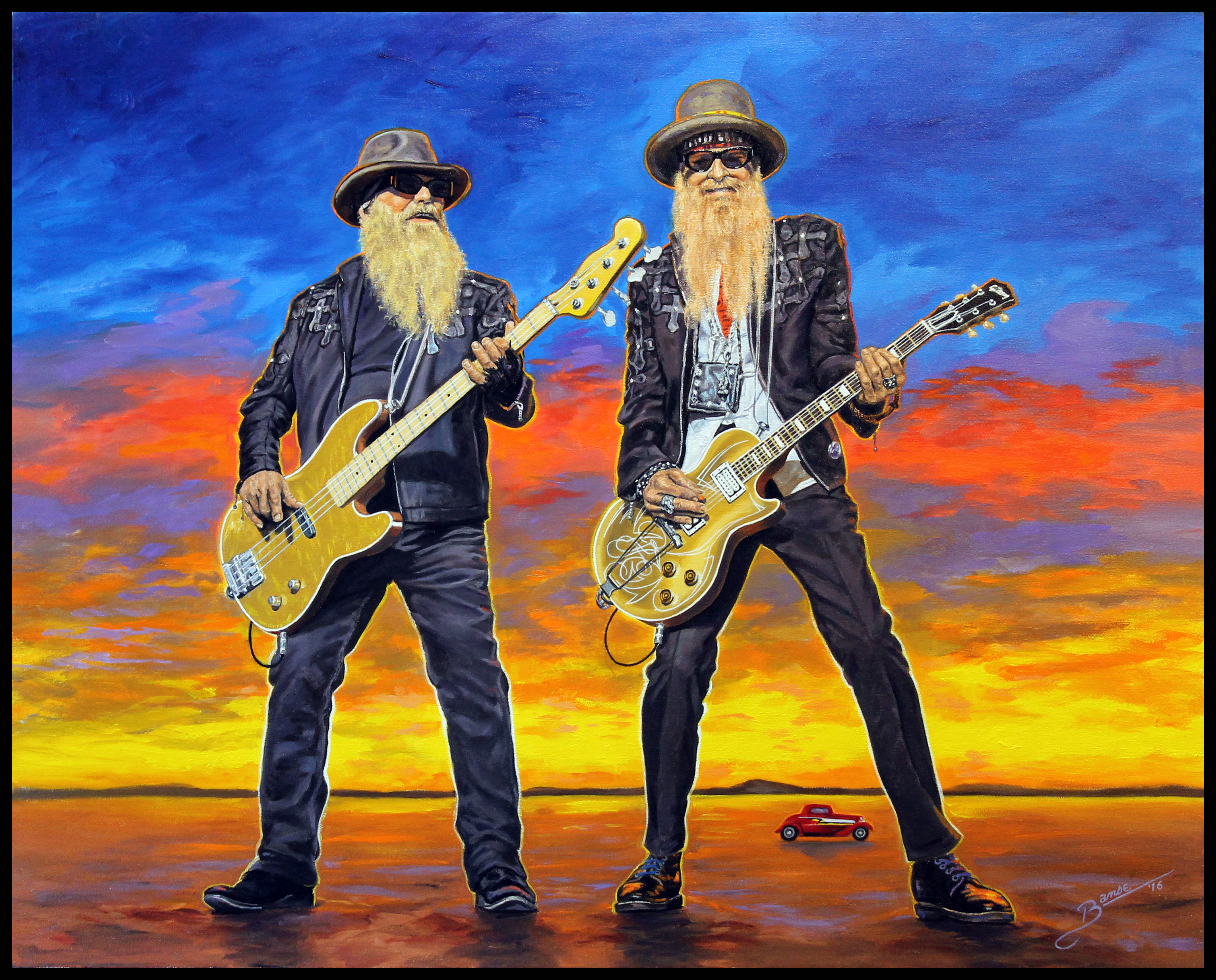 ZZ Top ( Dusty Hill & Billy Gibbons ) ( 2016 - 30 x 24 Oil On Linen Canvas )