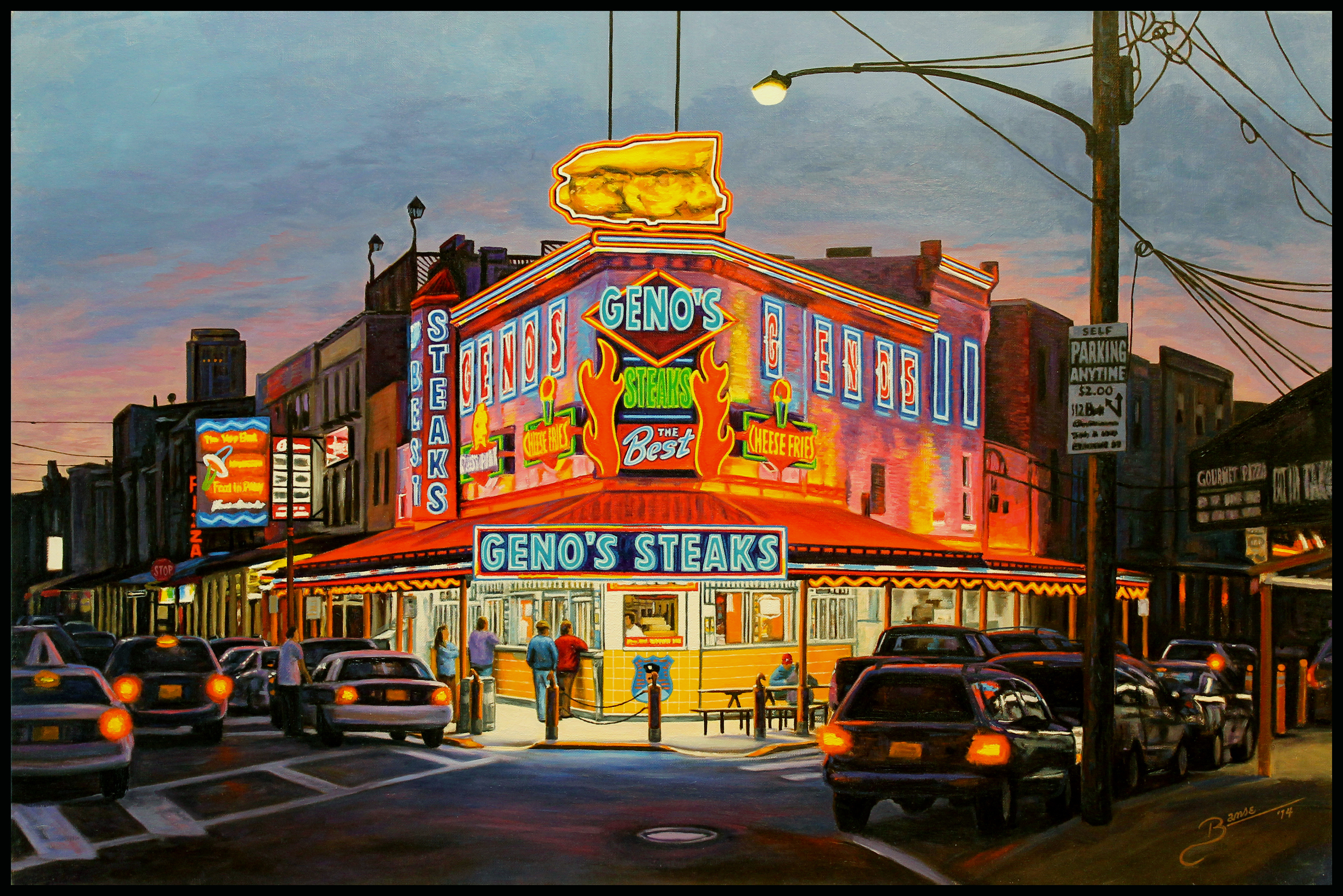 Geno's Steaks ( 2014 - 36 x 24 Oil On Linen Canvas )