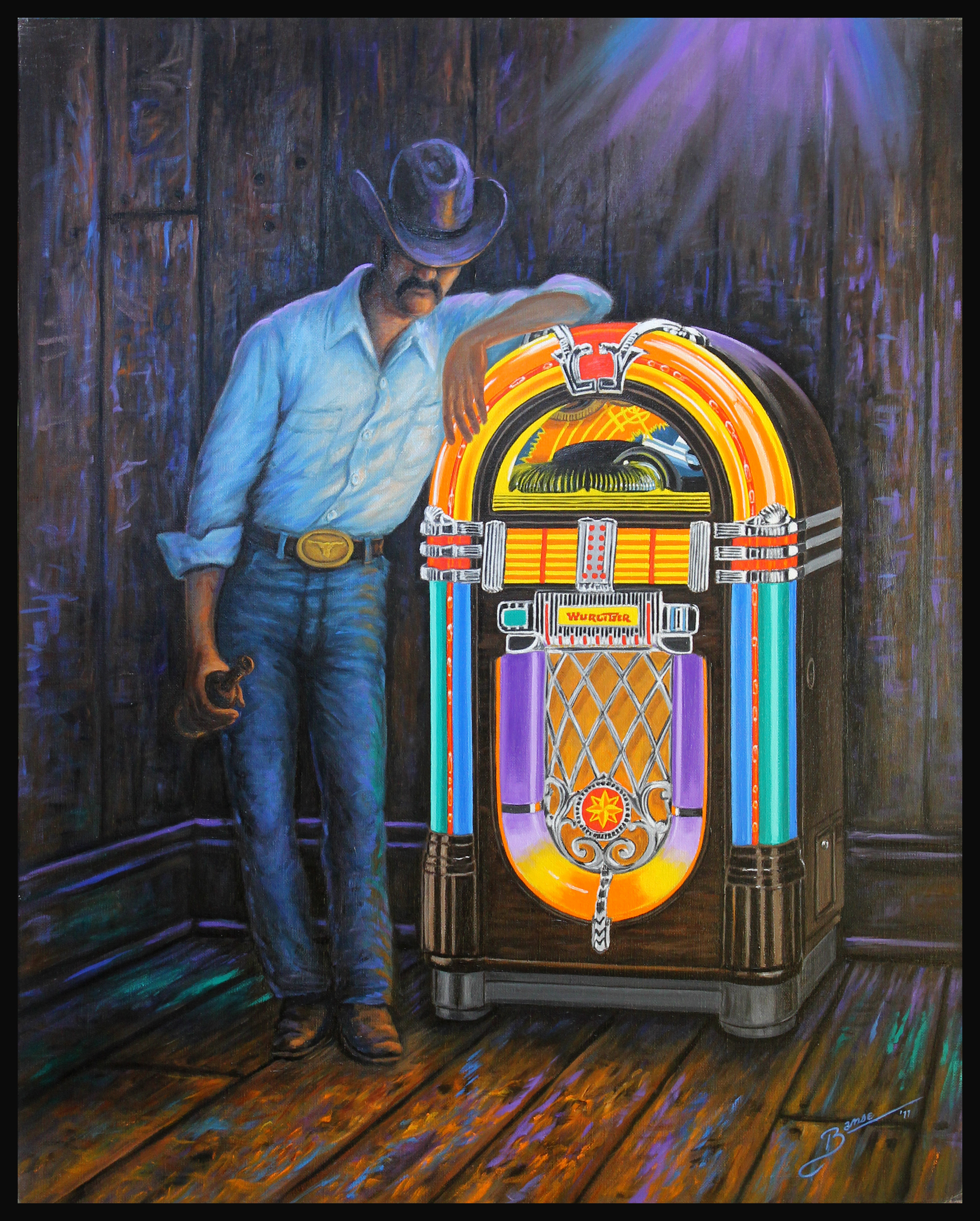 Jukebox Cowboy ( 2011 - 24 x 30 Oil On Linen Canvas )
