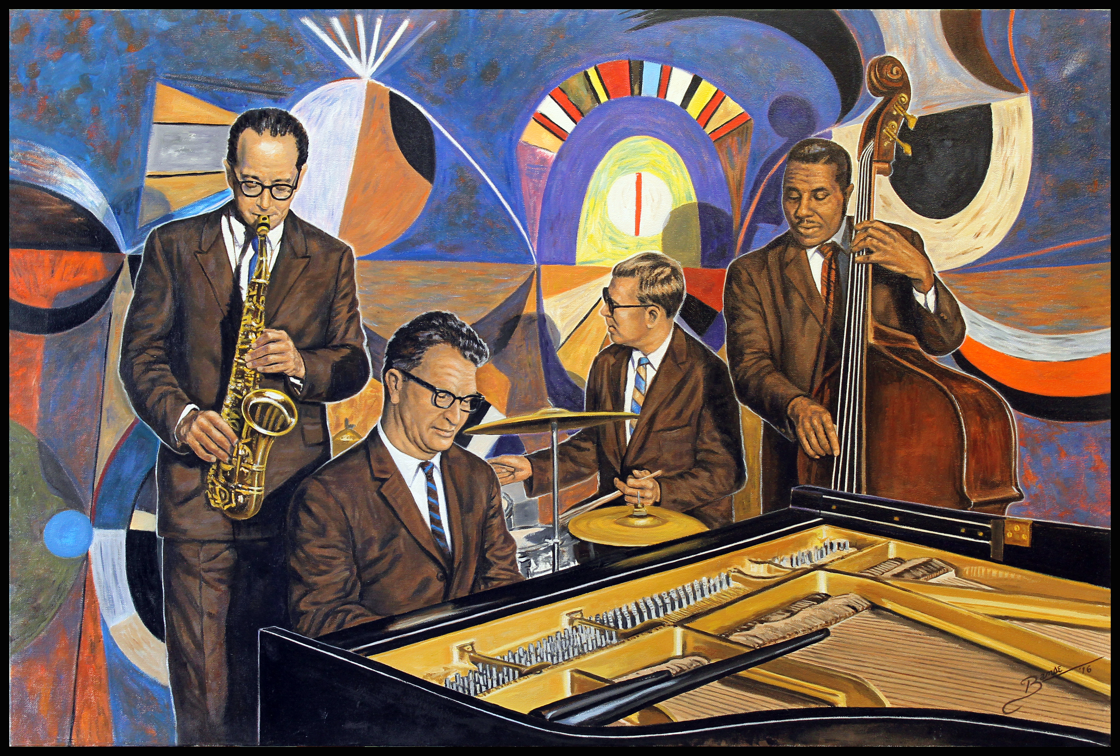 Dave Brubeck Quartet 2016 ( 36 x 24 Oil On Linen Canvas )