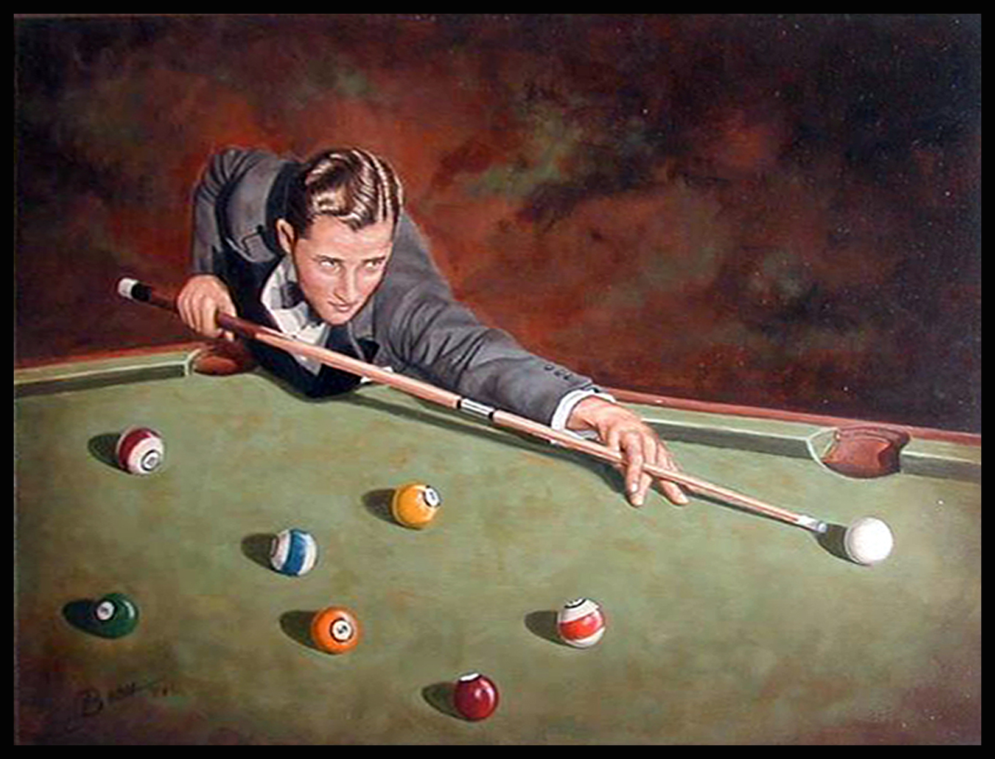 Willie Mosconi ( 1980's 11 x 14 Oil On Board )
