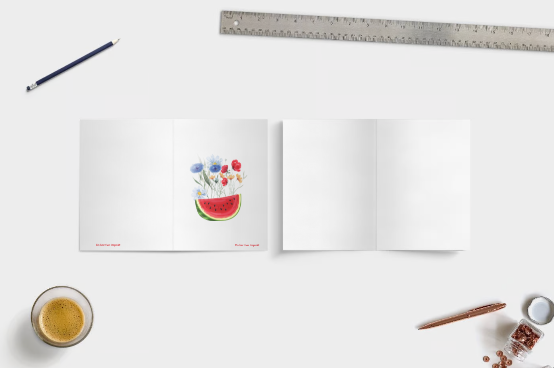 Fundraising Cards (1pcs or 10 pcs)- WildFlowers and Watermelon