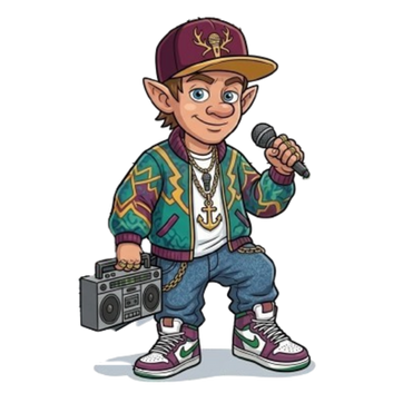 Christmas Rapper - a character from Down The Chimney Christmas musical by MusaSchools. 