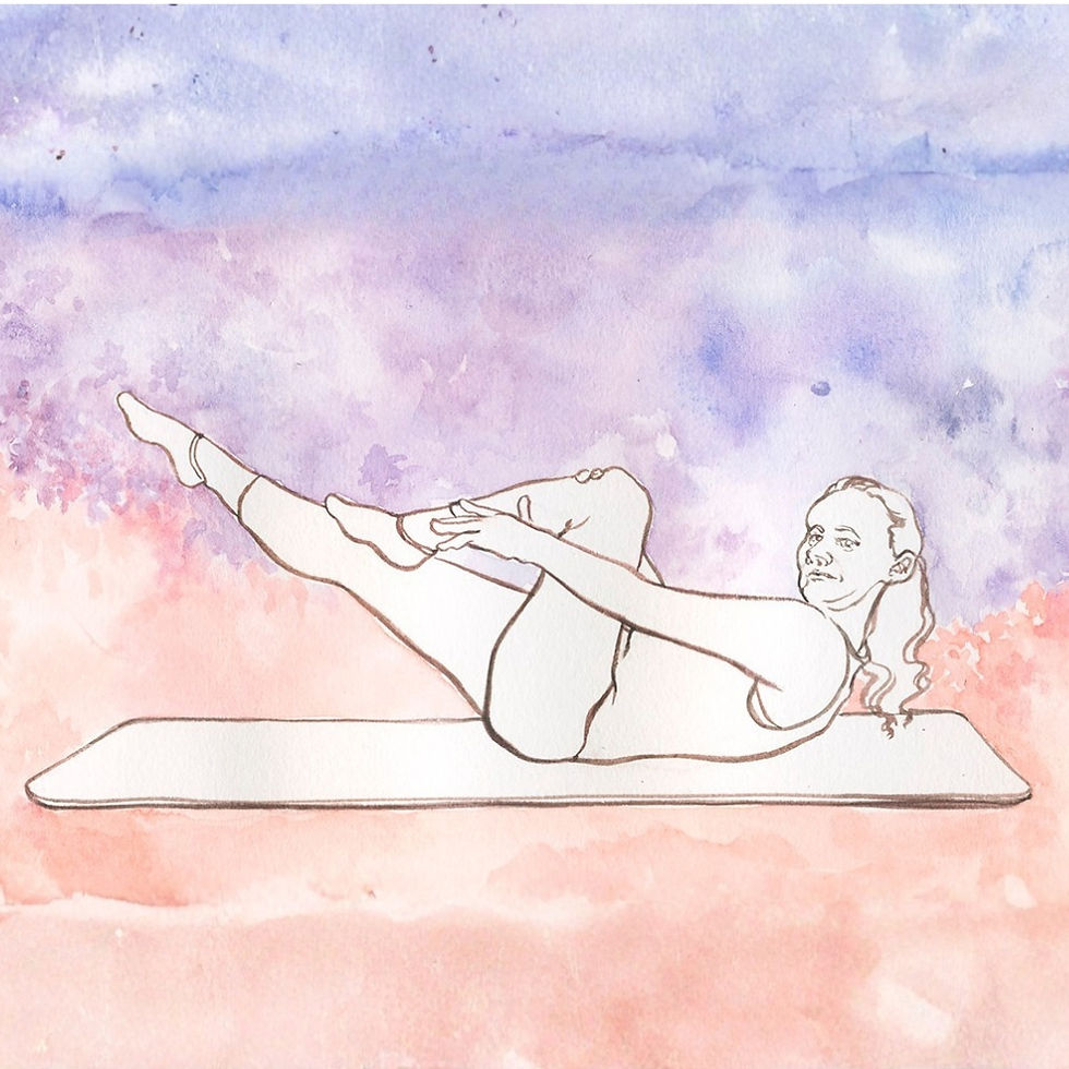 Illustration showing a person demonstrating a core strengthening mat Pilates position