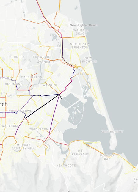 Map showing wastewater network heatmap