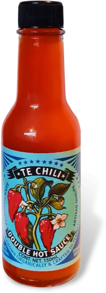 Image of a bottle of Te Chili double hot sauce NZ