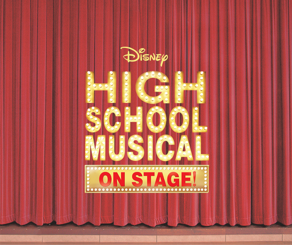 Image of a curtain with High School Musical on Stage