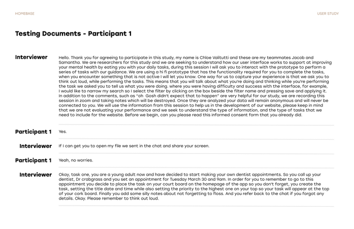Testing Documents - Participant 1 - Page 1