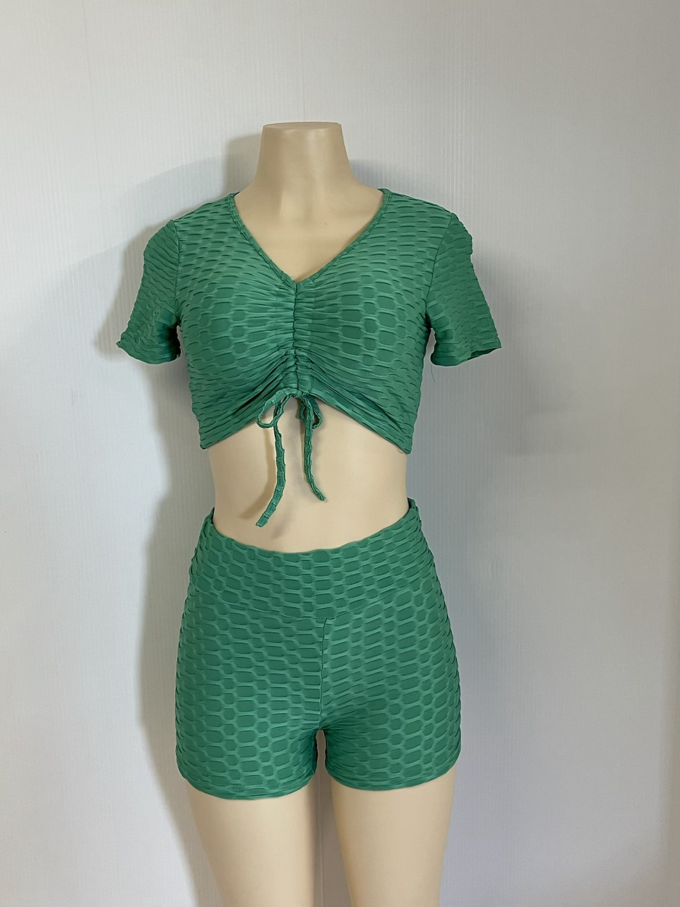 Thumbnail: 2 Piece Honeycomb Biker Set (GREEN)