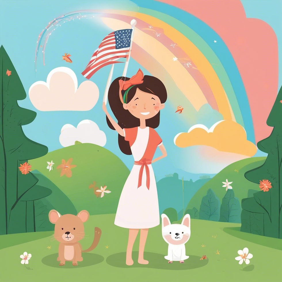 A young woman celebrating the 4th of July