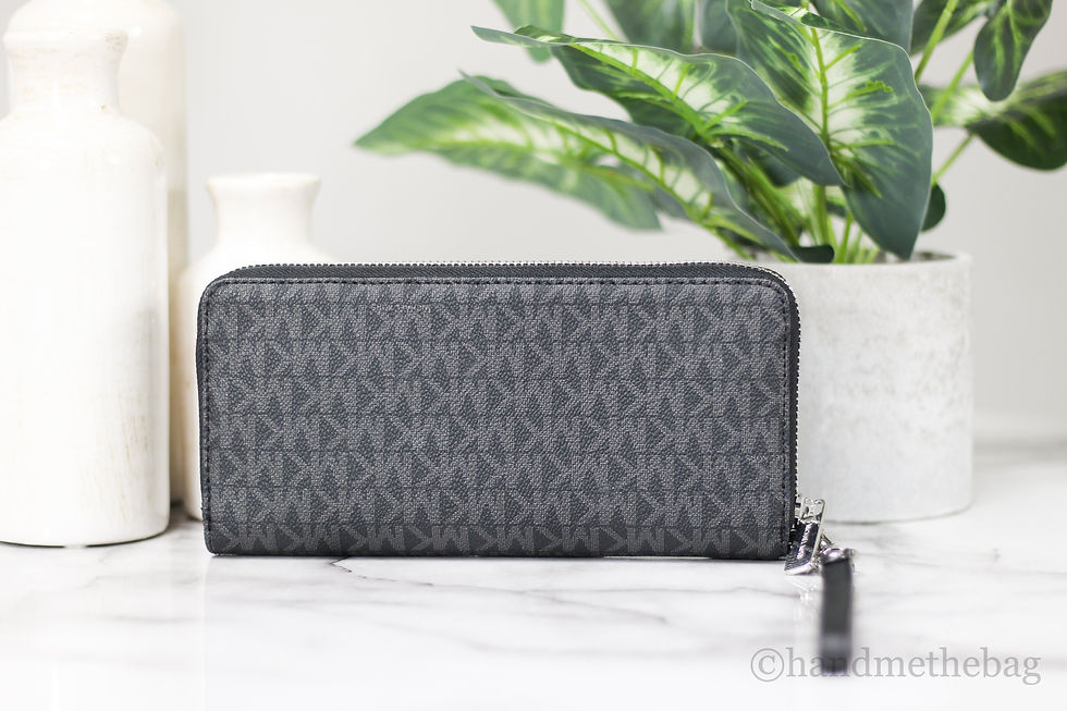 Thumbnail: Michael Kors Jet Set Large Black Signature Continental Travel Wristlet Wallet