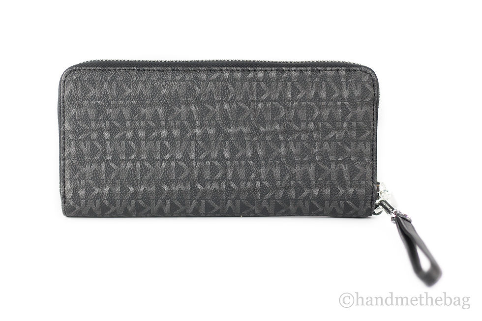 Thumbnail: Michael Kors Jet Set Large Black Signature Continental Travel Wristlet Wallet
