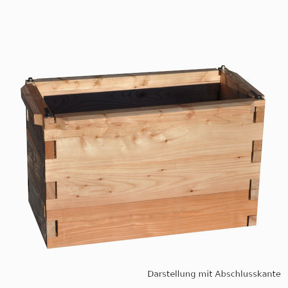 Miniaturbild: Rechteckiges Hochbeet, Lärchenholz, ca. 50 cm Länge x 100 cm Breite x 60 cm Höhe.