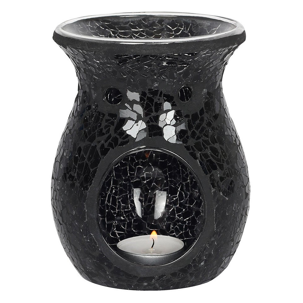 Large Black Iridescent Crackle Oil Burner