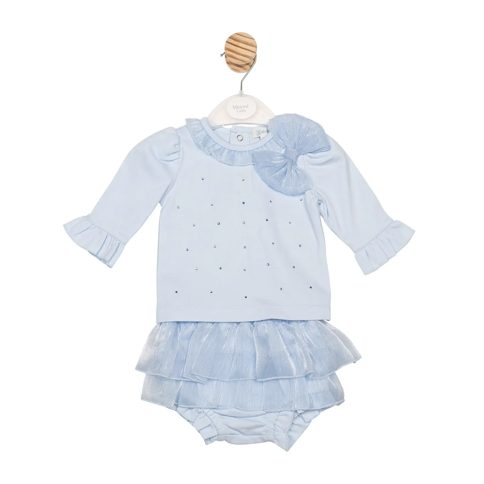 Mintini Blue Ruffle & Bow Jam Pant Set