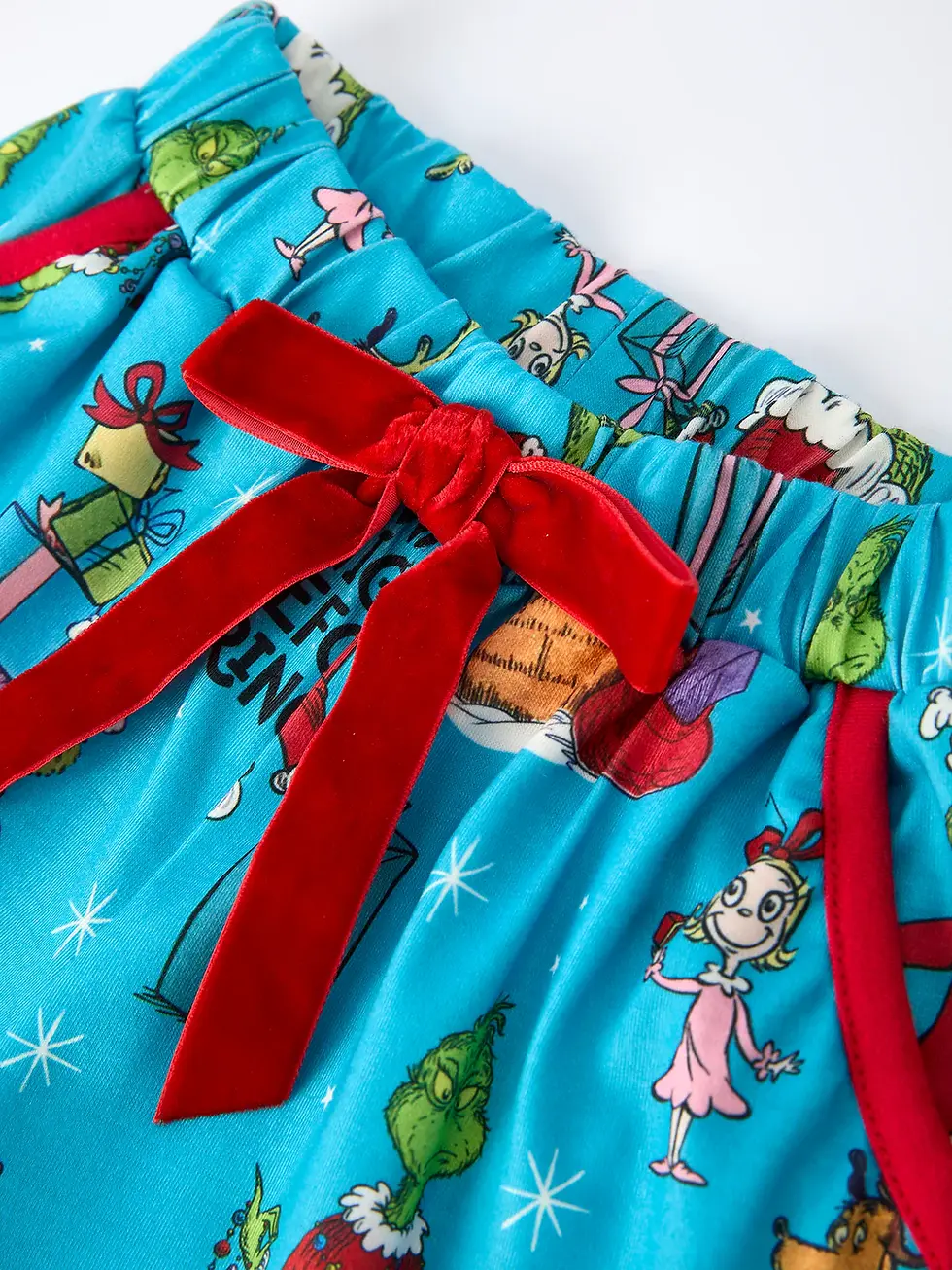 Thumbnail: Girls Blue & Red Grinch Themed Pyjamas