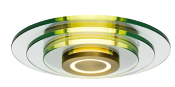 semi flush layered glass with gold accents light