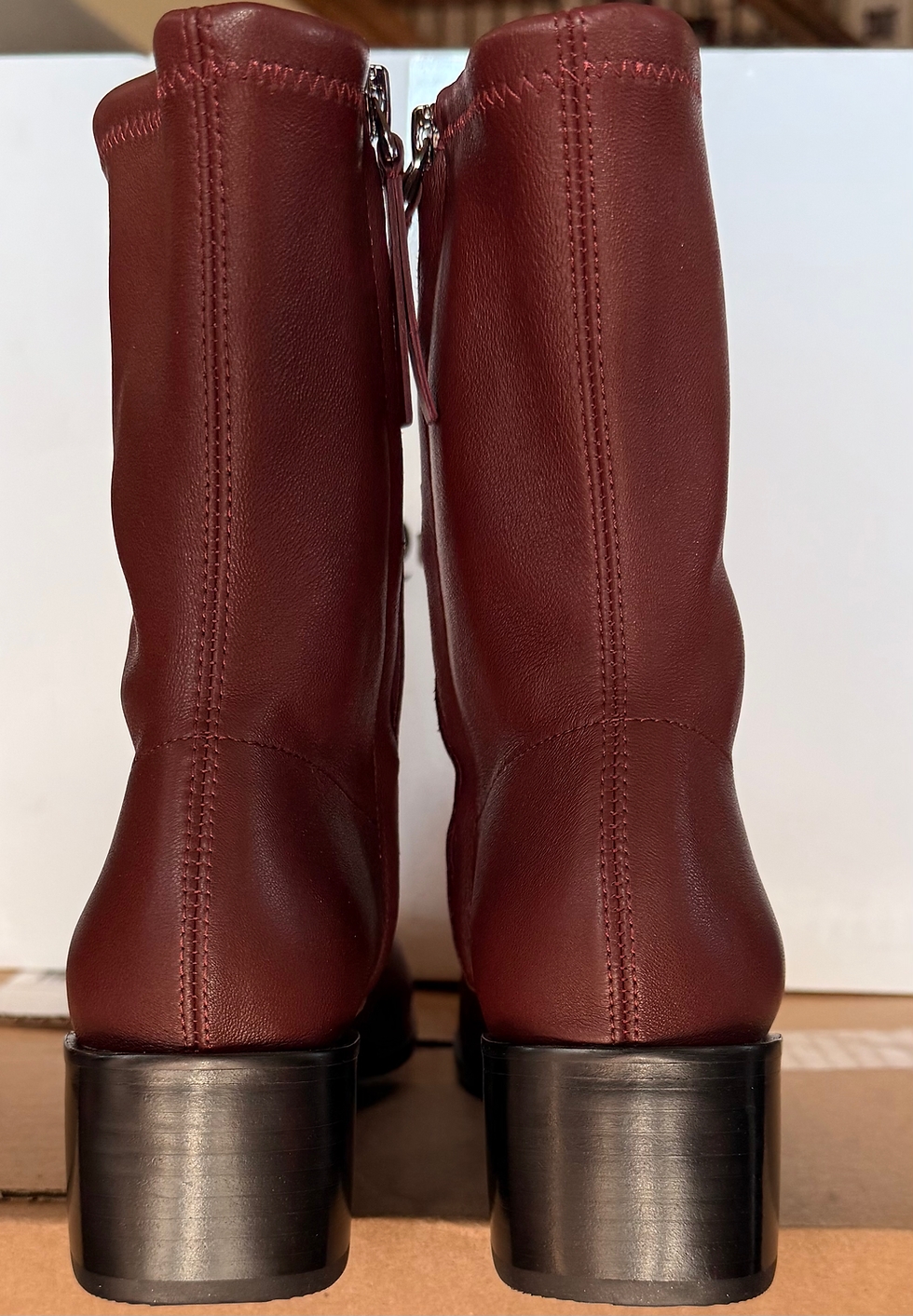Thumbnail: SOLD — Quince Italian Leather Stretch Sock Bootie - Merlot