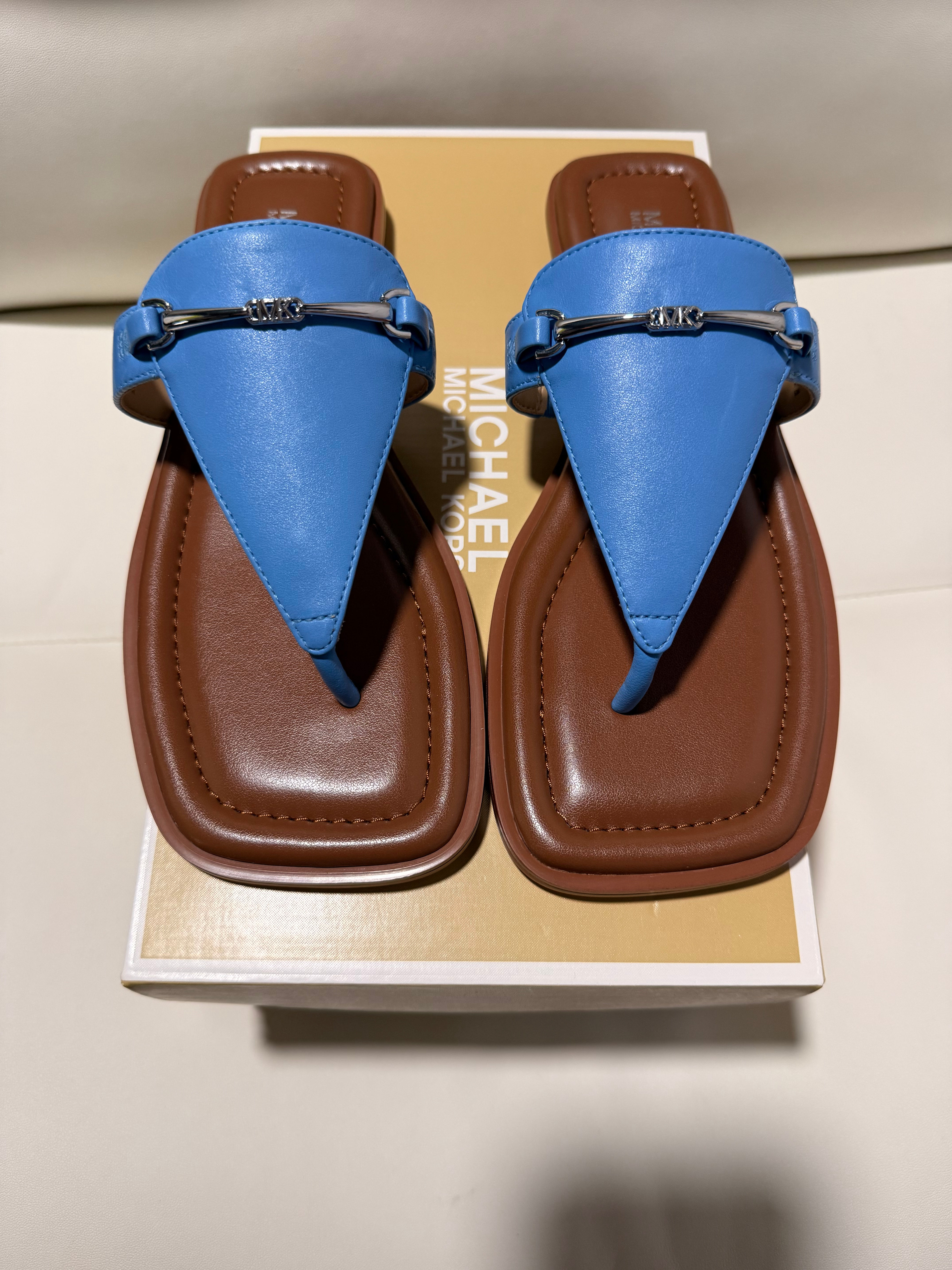 Michael Kors Lena Leather Thong Sandals