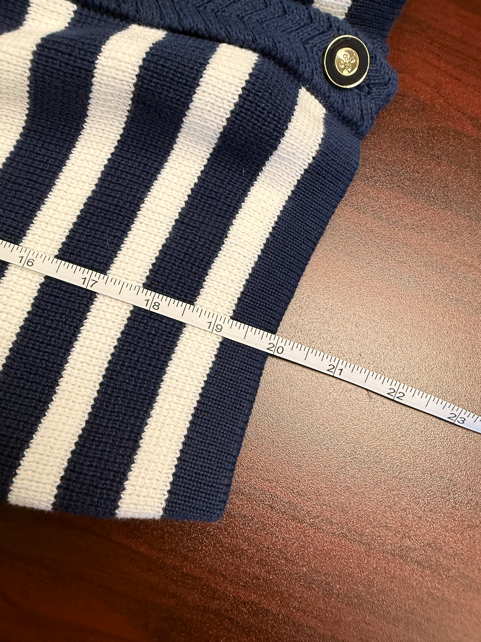 Thumbnail: SOLD J. Crew Navy and White Cardigan 