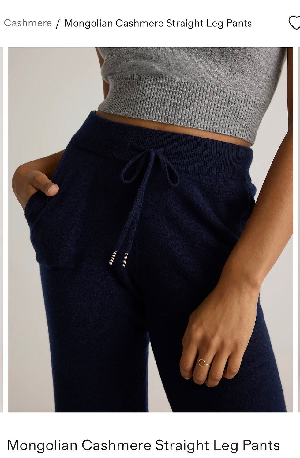 Thumbnail: SOLD - Quince Mongolian Cashmere Straight Leg Pants 