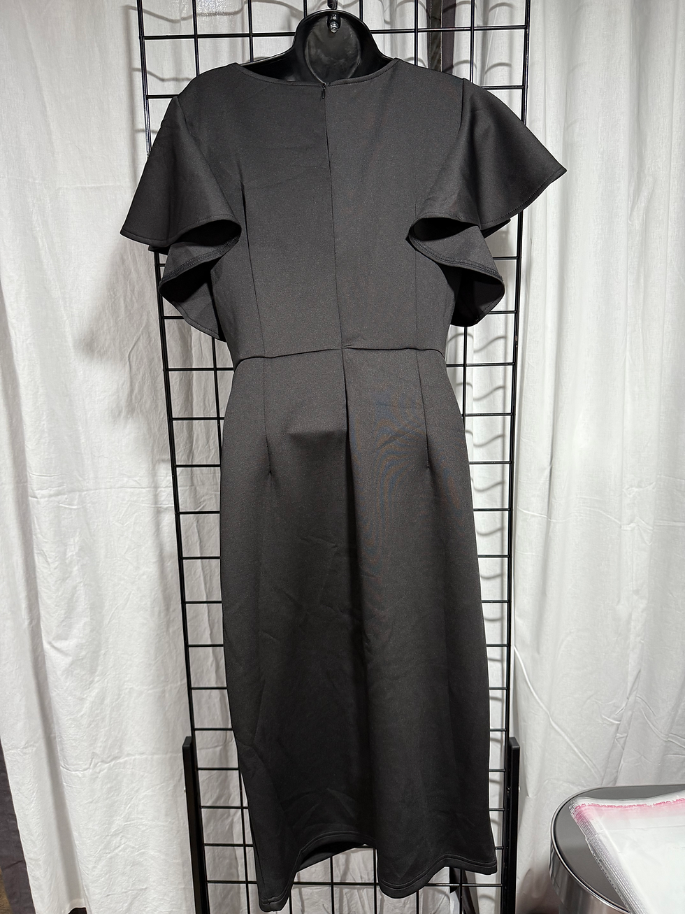 Thumbnail: Black Midi Dress With Ruffle 