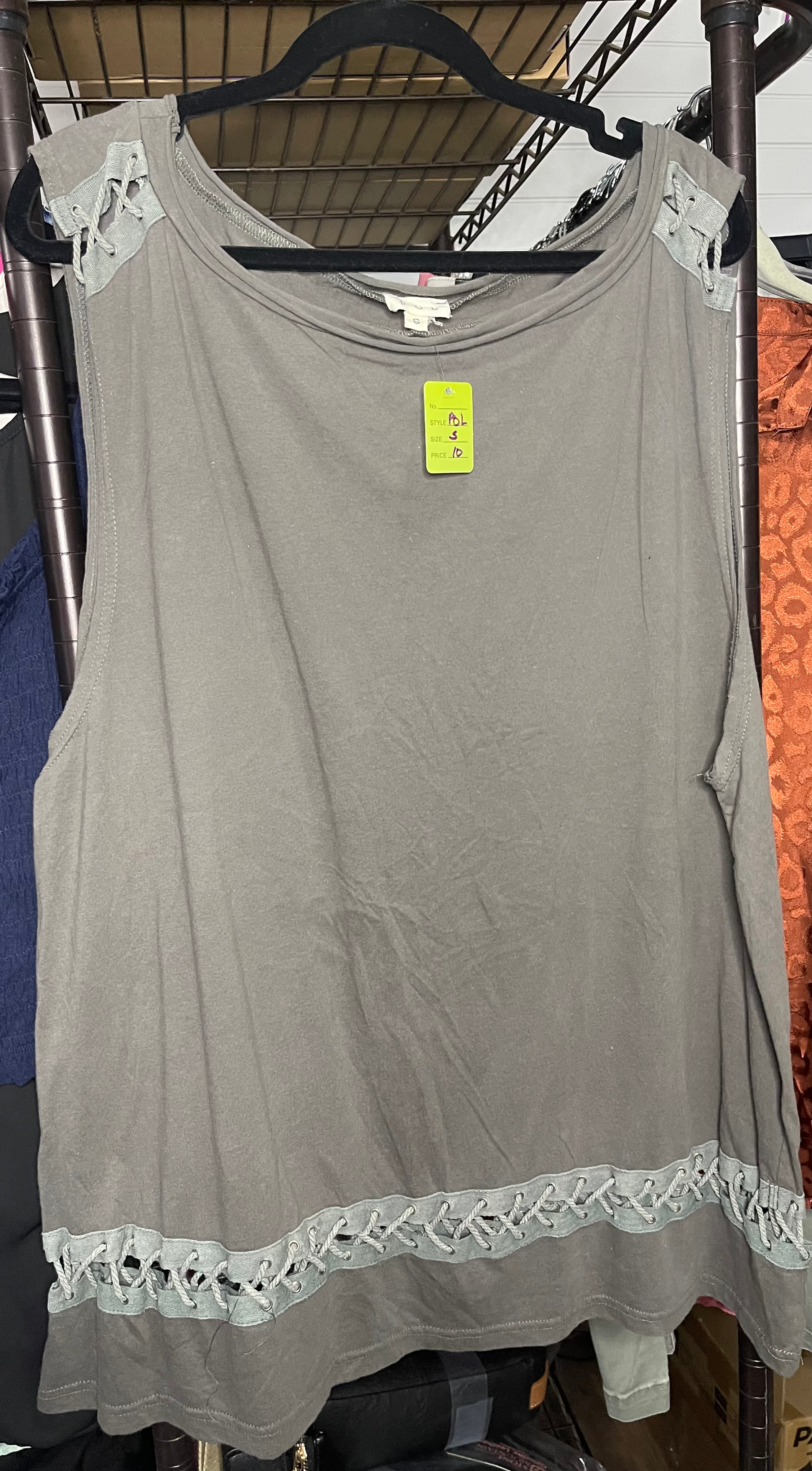 POL sleeveless top with lace up bottom 