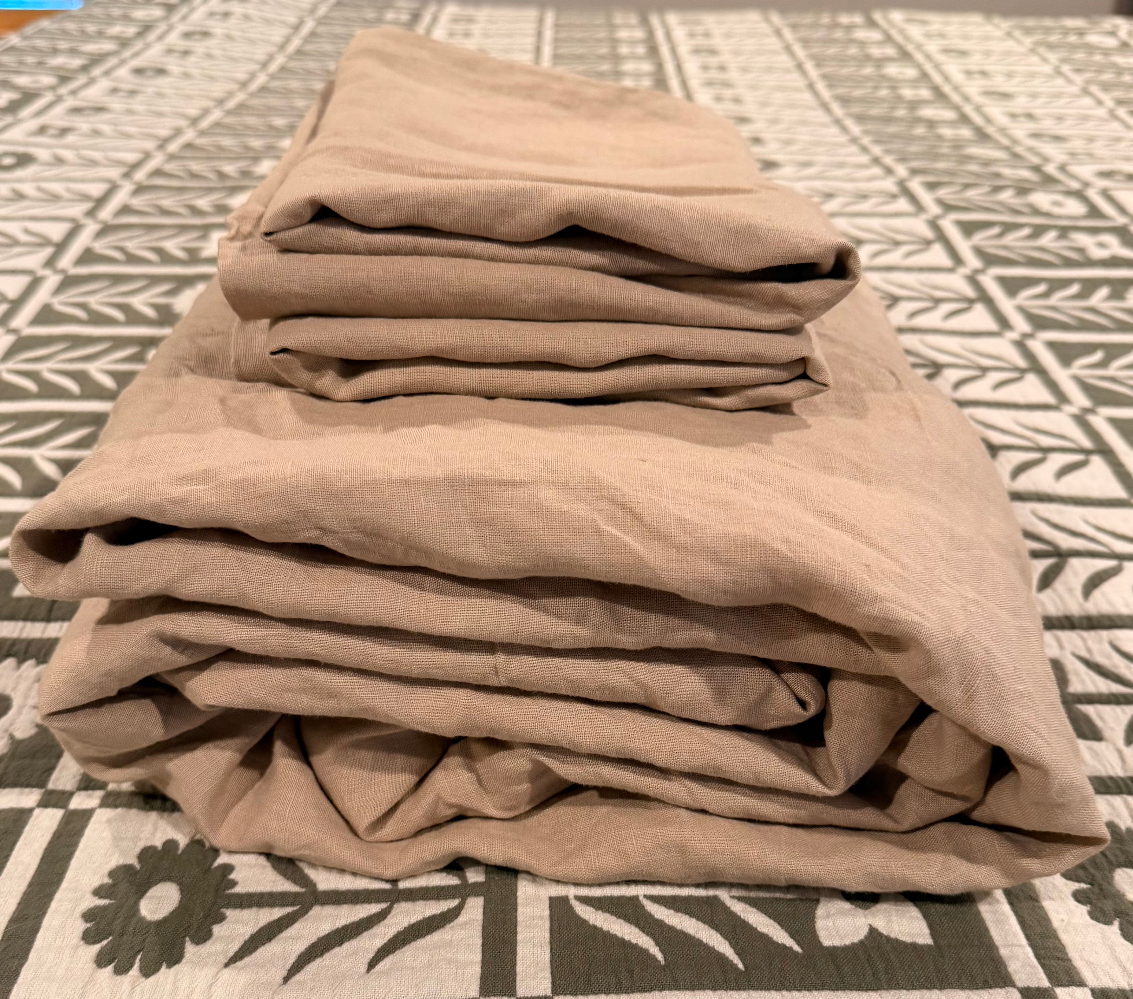 Quince King European Linen Fitted Sheet Set