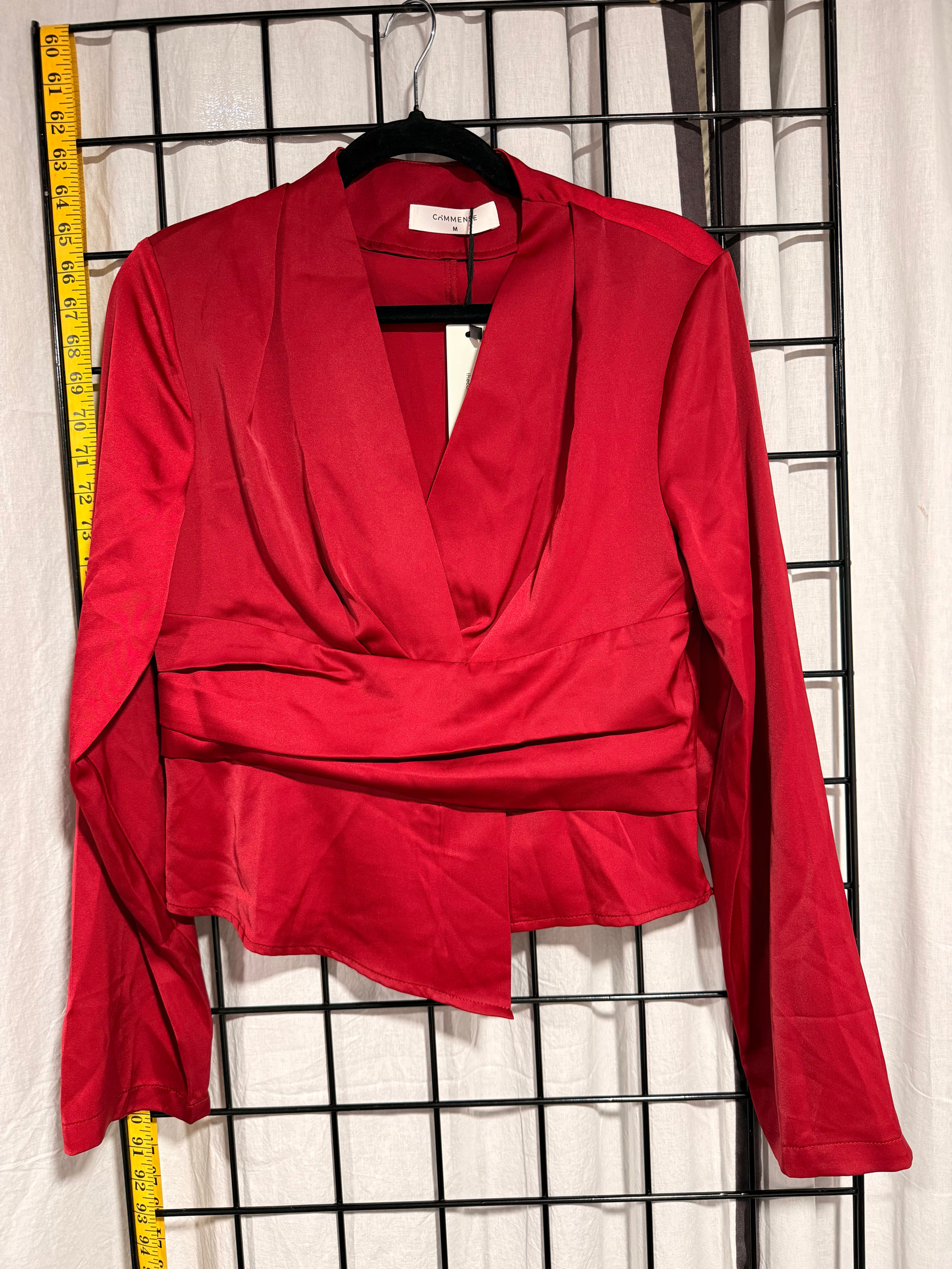 Commence Long Sleeve Asymmetrical V-Neck Blouse