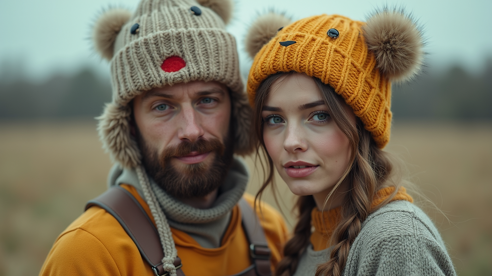 Eye-level view of a couple dressed in creative DIY costumes
